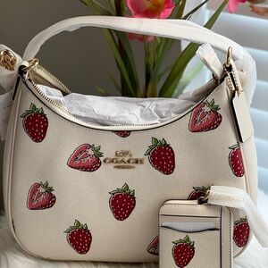 Coach strawberry Teri hobo with zip card case